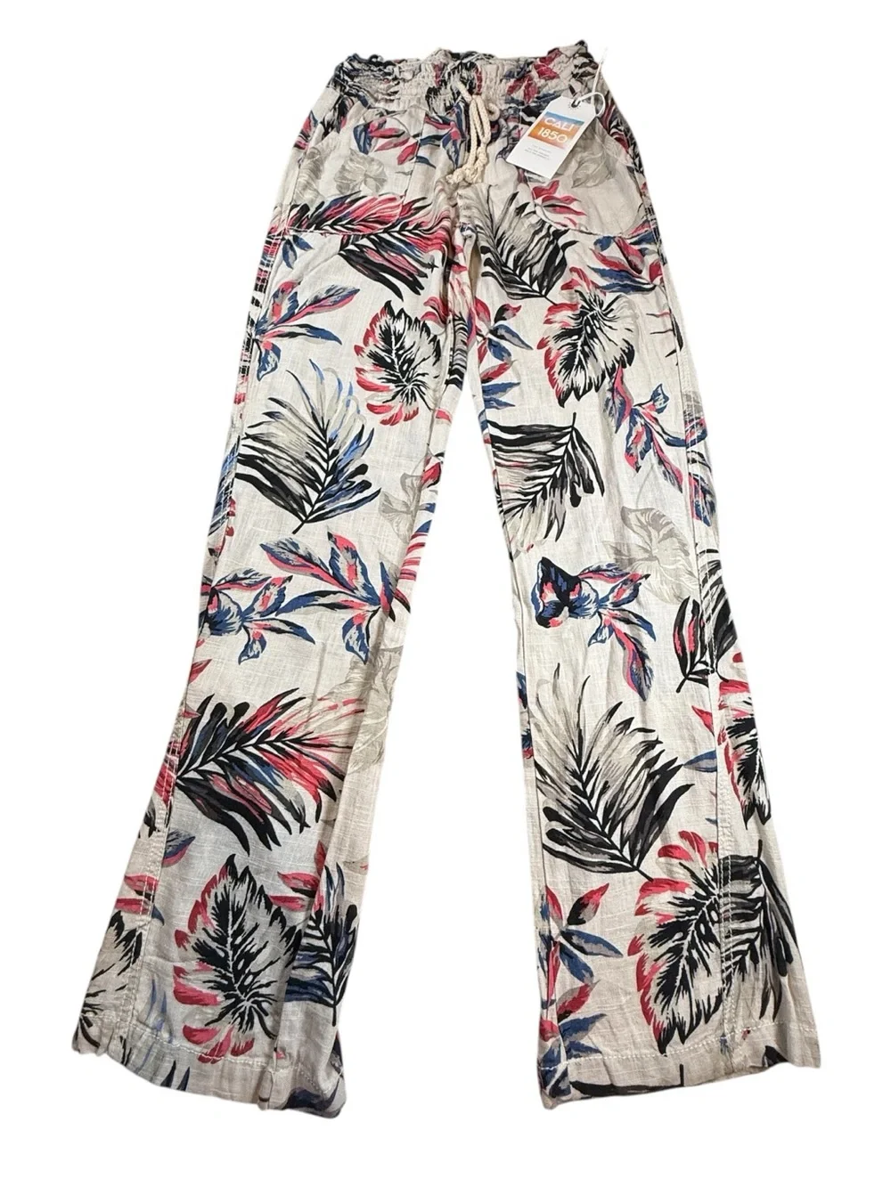 Cali 1850 Tropical Floral Wide Leg Pants Womens Size Small NWT
